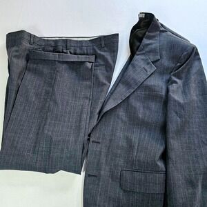 Botany 500 Mens Gray Pinstripe Two Button Suit Blazer Trousers Tailored USA